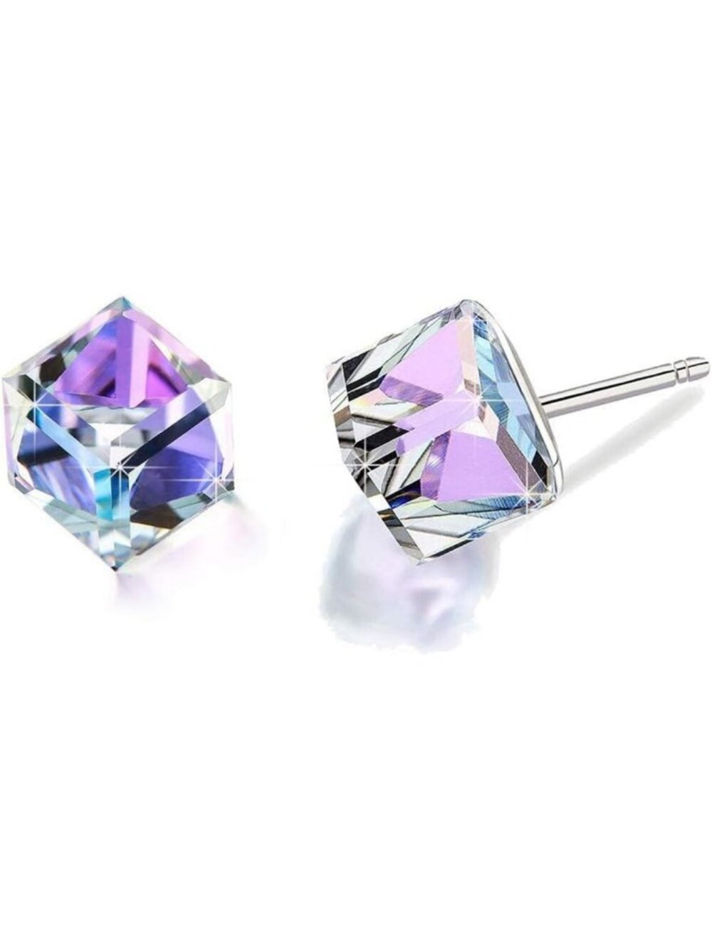 Elegant Austrian Crystal Cube Stud Earrings for Women - Sparkling Jewelry